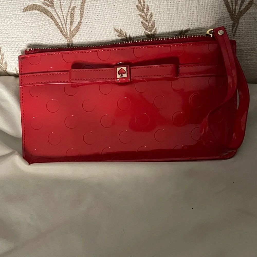 Kate Spade Red Wristlet Clutch Fun Festive Color